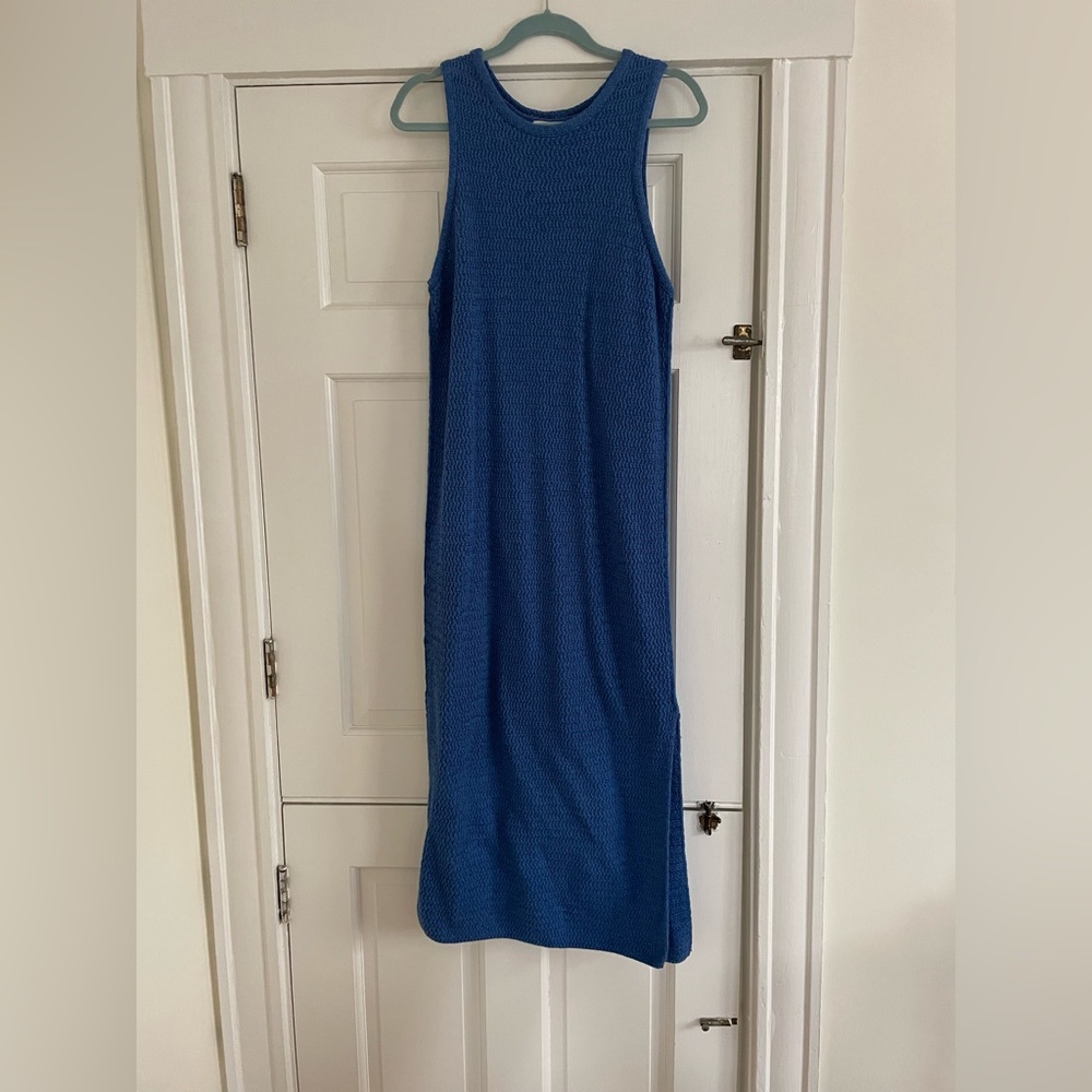 H&M Silk Blend Linen Maxi Dress, Blue